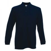 Поло "Long Sleeve Polo", глубокий темно-синий_M, 100% х/б, 180 г/м2