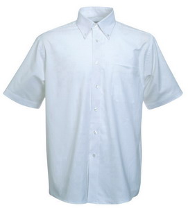 Рубашка "Short Sleeve Oxford Shirt", белый_M, 70% х/б, 30% п/э, 130 г/м2