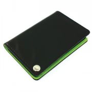 Футляр для пластиковых карт,визиток,карт памяти и SIM-карт, черный с зеленым, 7х10,3х1,2 см;искусственная кожа