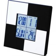 Часы настольные с будильником, календарем и термометром; 13х13х2см; металл, пластик