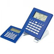 Калькулятор многофункциональный: календарь, часы, будильник, метеостанция; синий; 10,5х9,2х3,5 см; пластик