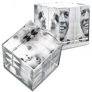Фоторамка "Стеклянный куб"; 6,4х6,4х6,4см; стекло, металл