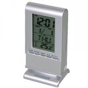 Часы с будильником, календарем, термометром и подсветкой; серый; 6,8х5х14 см; пластик