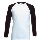 Футболка "Long Sleeve Baseball T", белый с черным_L, 100% х/б, 160 г/м2