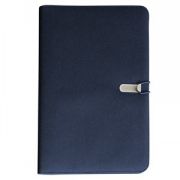 Папка А4 с карманами для СD и бумажным блоком; темно-синий; 24х32 см; текстиль