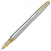 DUELLE, ручка перьевая, хром/золотистый, металл