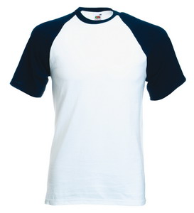Футболка "Short Sleeve Baseball T", белый с глубоким темно-синим_2XL, 100% х/б, 160 г/м2