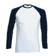 Футболка "Long Sleeve Baseball T", белый с глубоким темно-синим_S, 100% х/б, 160 г/м2