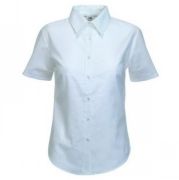 Рубашка "Lady-Fit Short Sleeve Oxford Shirt", белый_XL, 70% х/б, 30% п/э, 130 г/м2