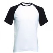 Футболка "Short Sleeve Baseball T", белый с черным_S, 100% х/б, 160 г/м2