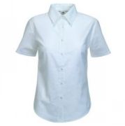 Рубашка "Lady-Fit Short Sleeve Oxford Shirt", белый_S, 70% х/б, 30% п/э, 130 г/м2