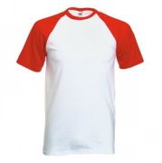 Футболка "Short Sleeve Baseball T", белый с красным_2XL, 100% х/б, 160 г/м2