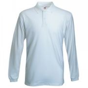 Поло "Long Sleeve Polo", белый_M, 100% х/б, 170 г/м2