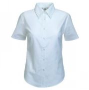 Рубашка "Lady-Fit Short Sleeve Oxford Shirt", белый_L, 70% х/б, 30% п/э, 130 г/м2