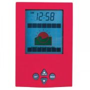 Часы-будильник со вставкой для логотипа; красный; 7,7х11,5х4,4 см; прорезиненный пластик