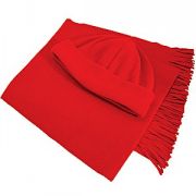 Комплект флисовый "Winter": шарф и шапка; красный; шарф: 150х30 см, шапка: 58 см, плотность 230 гр/м2; флис