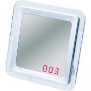 Часы-зеркало настольные с датчиком звука; 13х13х2,2 см; пластик