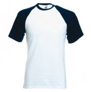 Футболка "Short Sleeve Baseball T", белый с глубоким темно-синим_2XL, 100% х/б, 160 г/м2