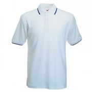 Поло "Tipped Polo", белый с темно-синим_2XL, 100% х/б, 170 г/м2