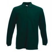 Поло "Long Sleeve Polo", темно-зеленый_2XL, 100% х/б, 180 г/м2