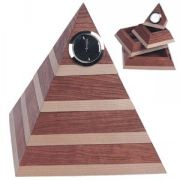 Шкатулка с часами  "Пирамида"; 15,8х15,8х17 см; дерево