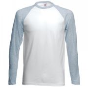 Футболка "Long Sleeve Baseball T", белый с серым_2XL, 100% х/б, 160 г/м2