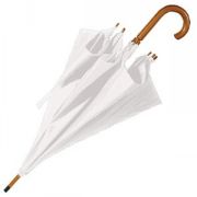 Зонт-трость с деревянной ручкой, полуавтомат; белый; D=103 см; нейлон