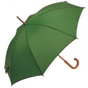 Зонт-трость с деревянной ручкой, полуавтомат; зеленый; D=103 см; нейлон