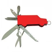 Нож-брелок многофункциональный "Автомобиль" (6 функций); красный; 7х3,5х1,1 см; металл;