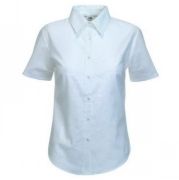 Рубашка "Lady-Fit Short Sleeve Oxford Shirt", белый_XS, 70% х/б, 30% п/э, 130 г/м2