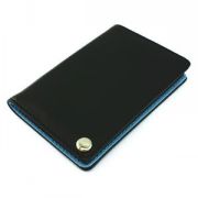 Футляр для пластиковых карт,визиток,карт памяти и SIM-карт, черный с голубым, 7х10,3х1,2 см;искусственная кожа