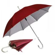 Зонт-трость с алюминиевой ручкой "Silver", полуавтомат; бордовый с серебром; D=103 cм; нейлон